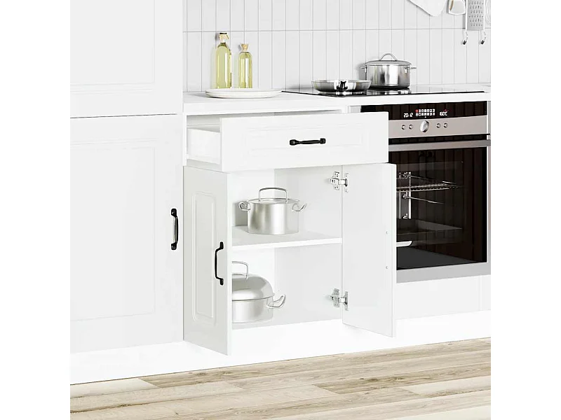Armoire de cuisine Kalmar blanc bois d'ingénierie