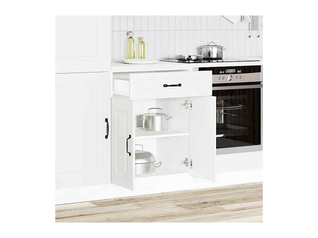 Armoire de cuisine Kalmar blanc bois d'ingénierie