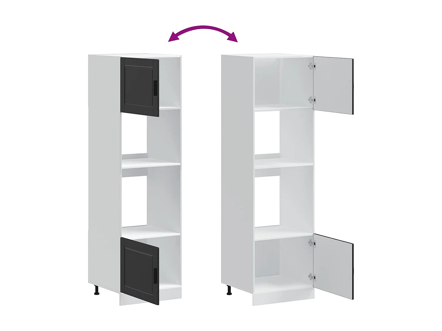 Armoires de four 2 pcs Porto noir bois d'ingénierie