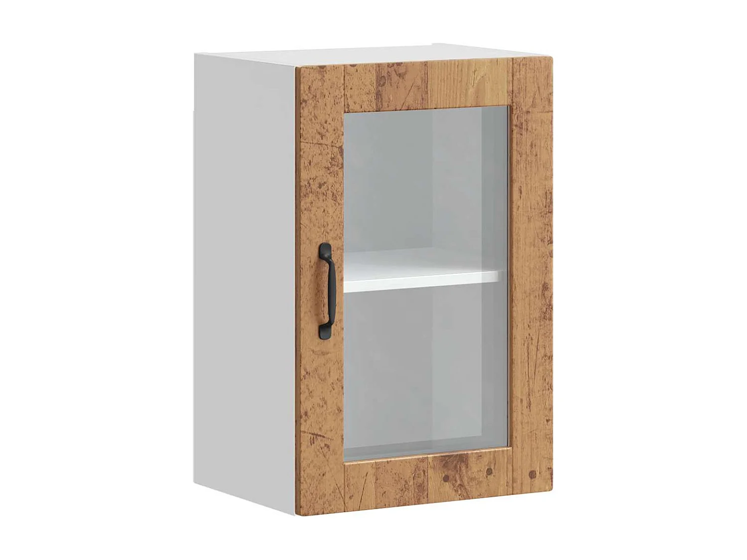 Armoire murale de cuisine avec porte en verre Porto vieux bois