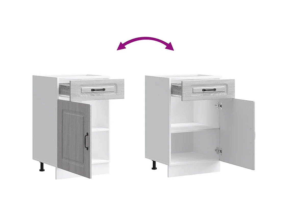 Keuken onderkast Kalmar bewerkt hout grijs sonoma eiken