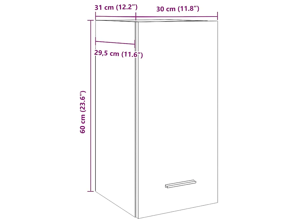 Armoire suspendue "Lyon" Bois ancien 30 x 31 x 60 cm Bois d'ingénierie