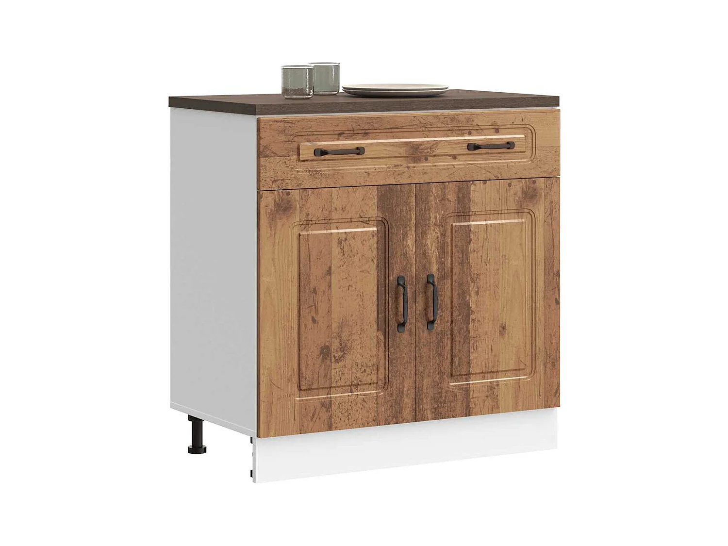 Armoire de cuisine Kalmar vieux bois bois d'ingénierie