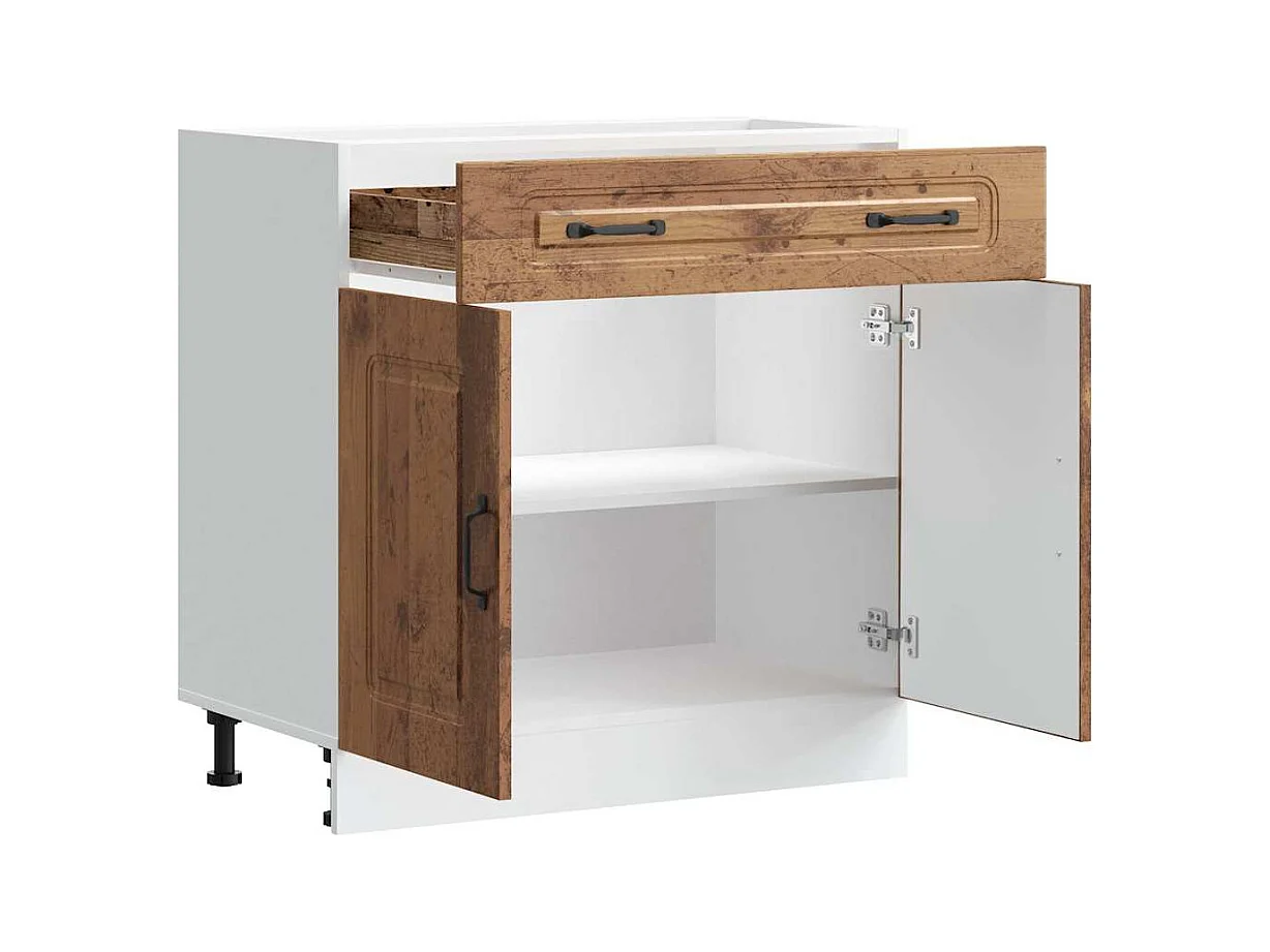 Armoire de cuisine Kalmar vieux bois bois d'ingénierie