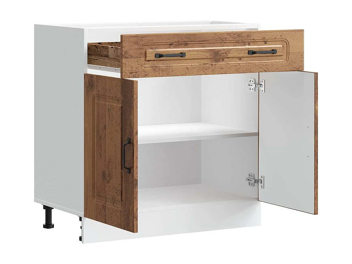 Armoire de cuisine Kalmar vieux bois bois d'ingénierie