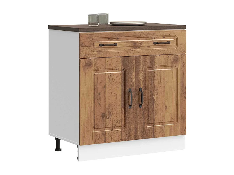 Armoire de cuisine Kalmar vieux bois bois d'ingénierie