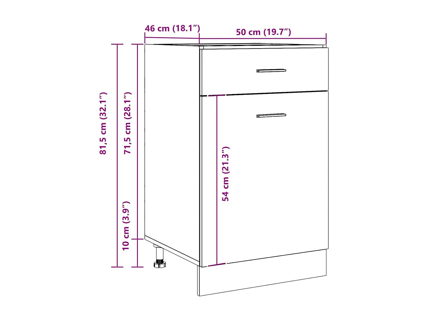 Armoire à tiroirs "Lyon" Chêne artisanal 50 x 46 x 81,5 cm Bois d'ingénierie