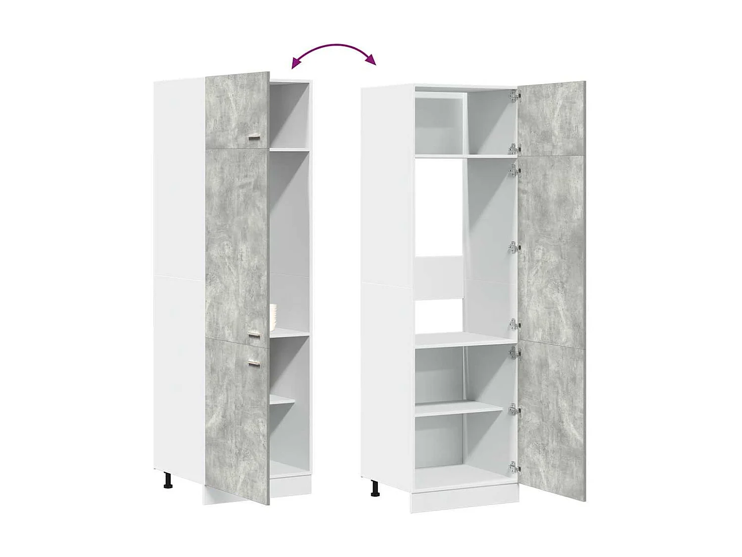 Armoire réfrigérée "Lyon" Gris béton 60 x 57 x 207 cm Bois d'ingénierie