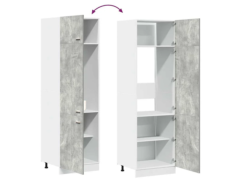 Armoire réfrigérée "Lyon" Gris béton 60 x 57 x 207 cm Bois d'ingénierie
