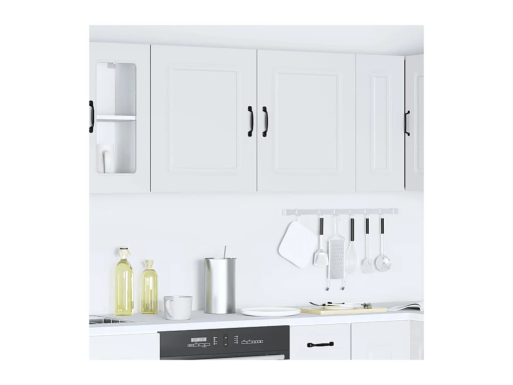 Armoires murales de cuisine 2pcs Kalmar blanc bois d'ingénierie