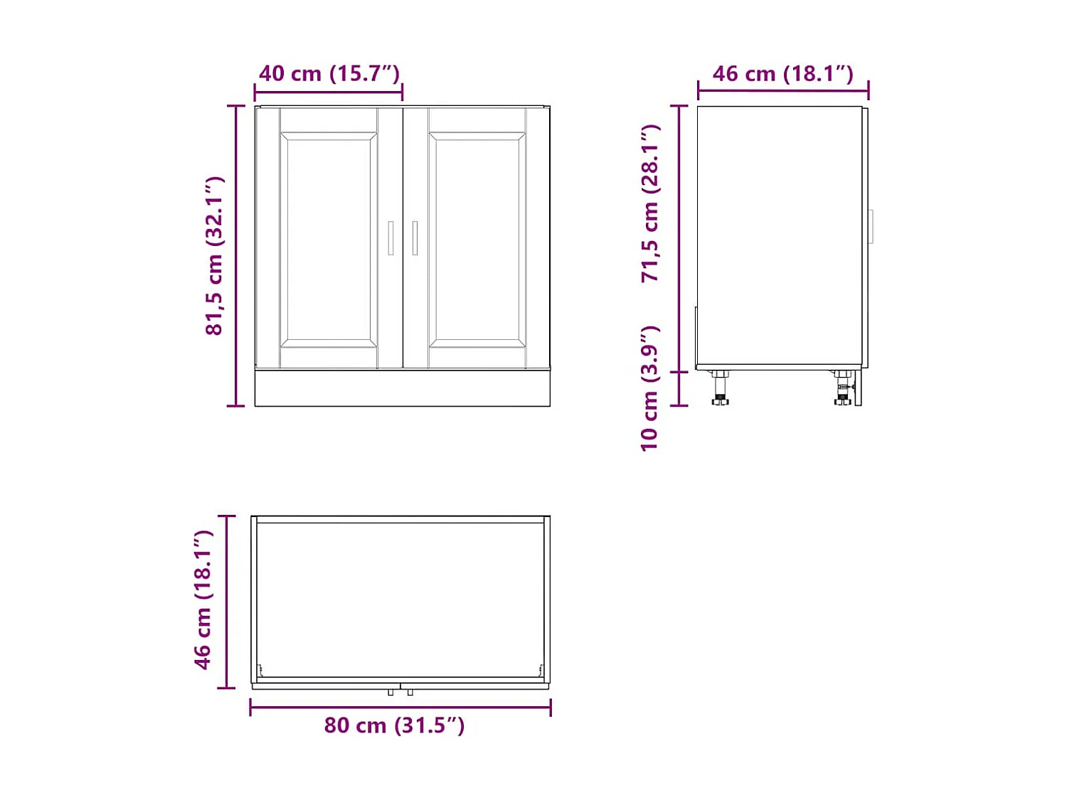 Spülenunterschrank Porto Grau Sonoma 80x46x81,5cm Holzwerkstoff