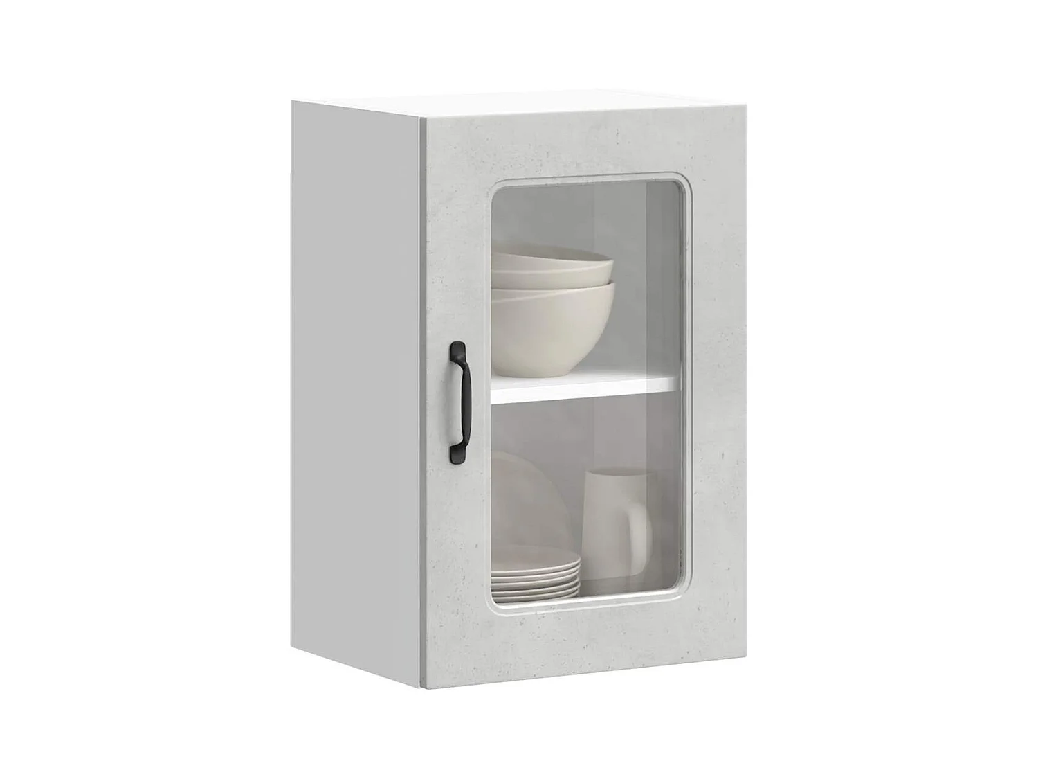 Armoire murale de cuisine avec porte en verre Kalmar gris béton