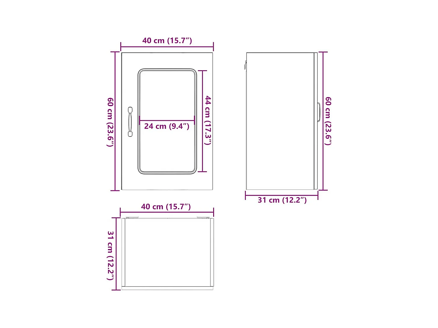 Armoire murale de cuisine avec porte en verre Kalmar gris béton