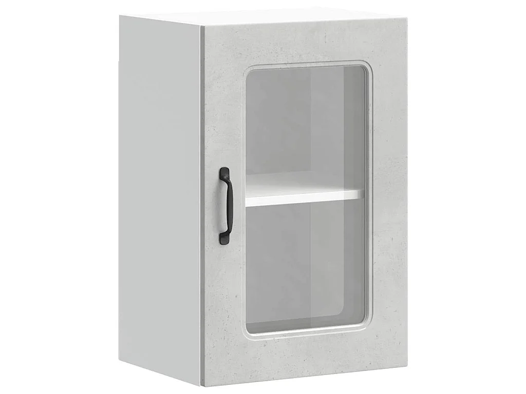 Armoire murale de cuisine avec porte en verre Kalmar gris béton