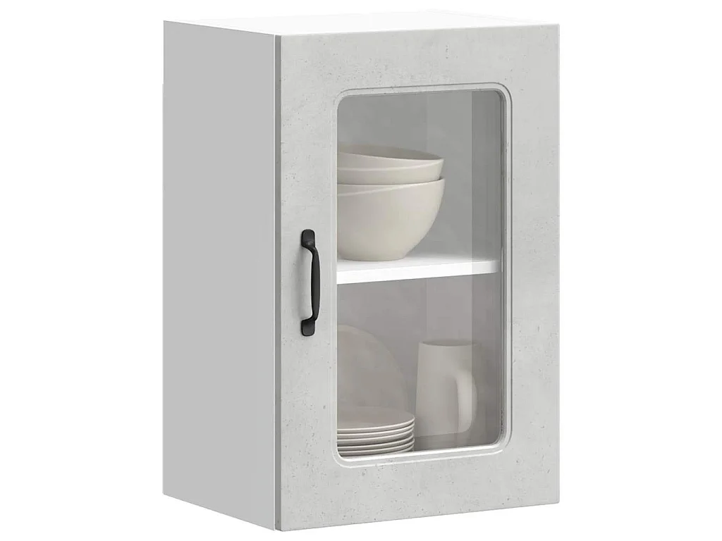 Armoire murale de cuisine avec porte en verre Kalmar gris béton