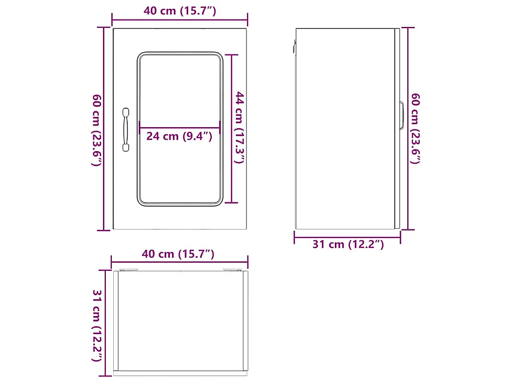 Armoire murale de cuisine avec porte en verre Kalmar gris béton