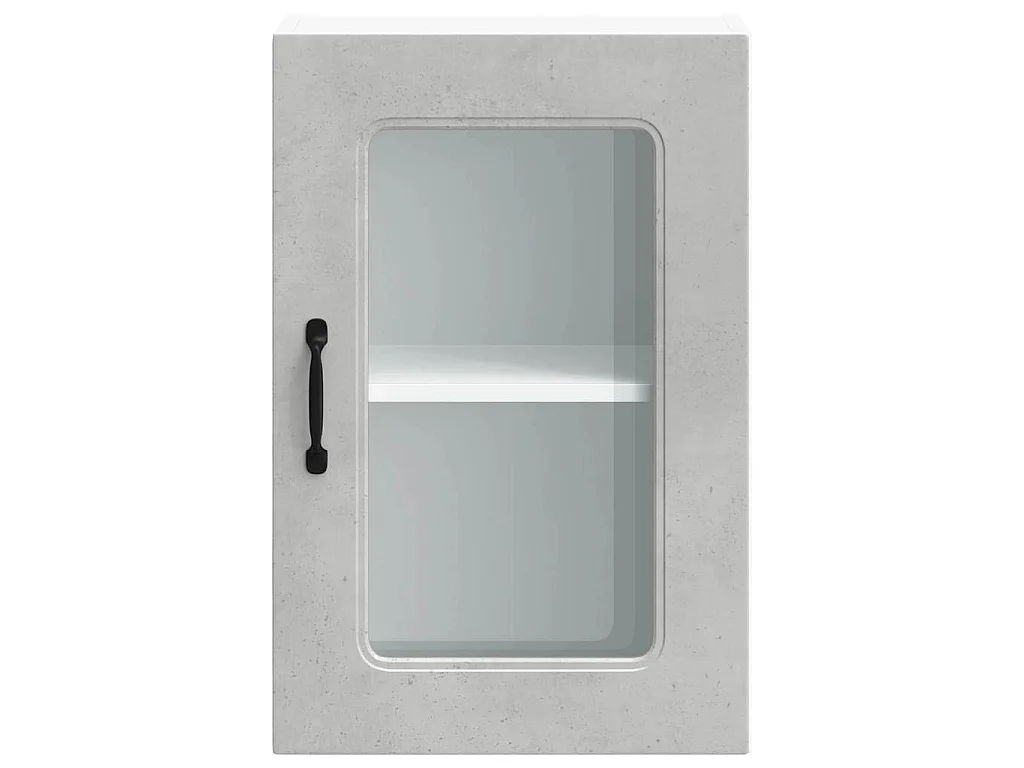 Armoire murale de cuisine avec porte en verre Kalmar gris béton