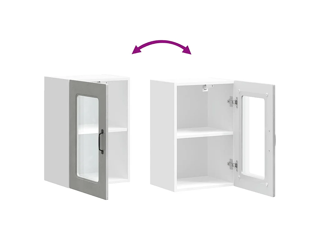 Armoire murale de cuisine avec porte en verre Kalmar gris béton