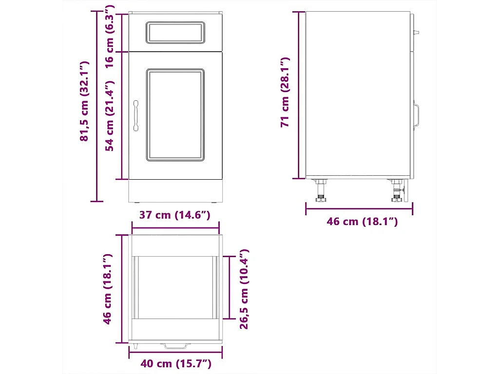 Armoire de cuisine Kalmar chêne fumé bois d'ingénierie