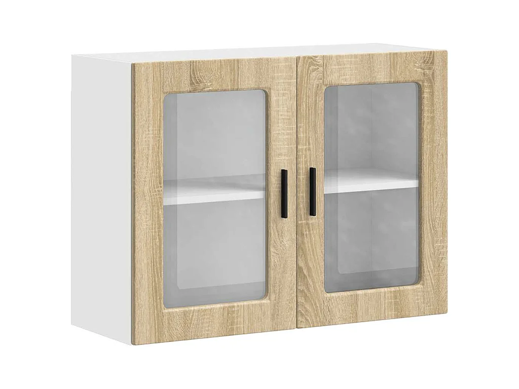 Armario de pared para cocina puerta cristal Porto roble sonoma