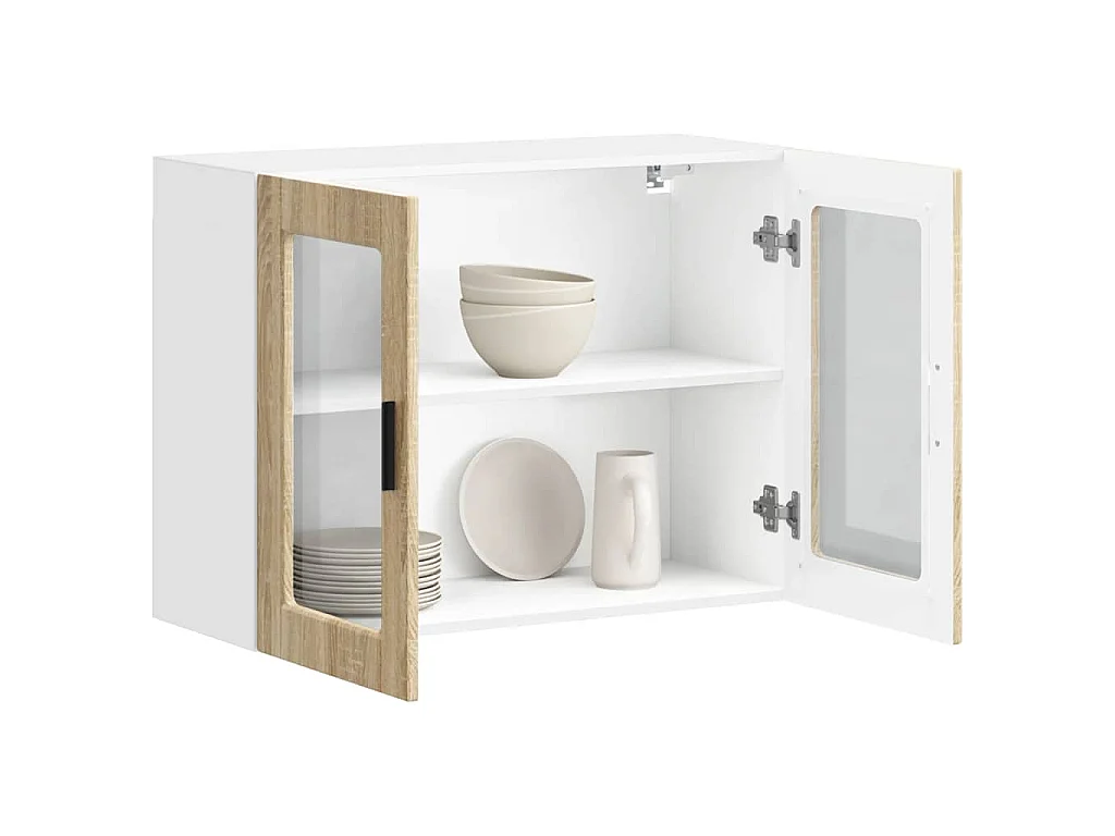 Armario de pared para cocina puerta cristal Porto roble sonoma