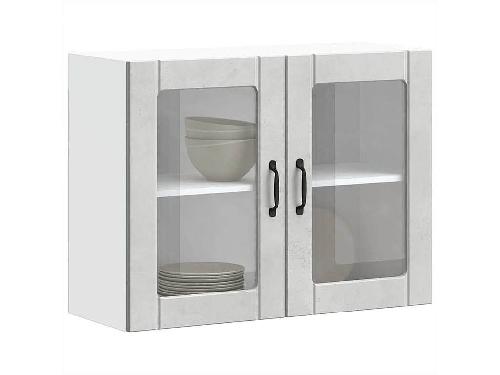 Armario pared cocina puerta de cristal Lucca gris hormigón
