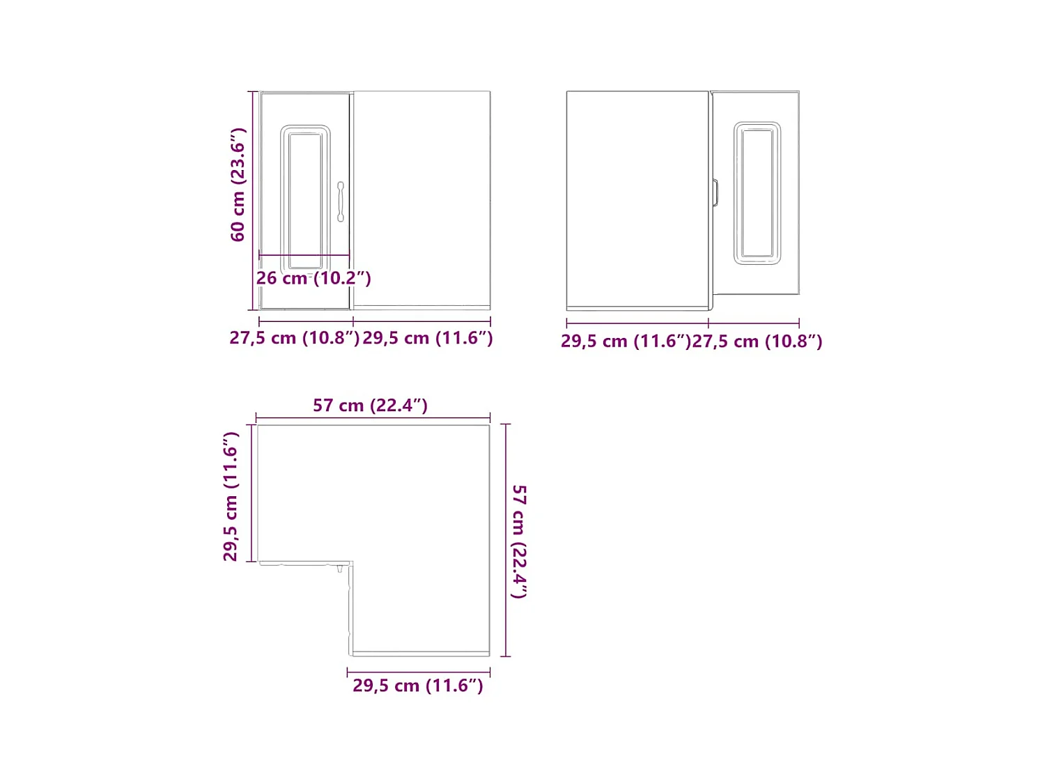 Armoire murale d'angle de cuisine Kalmar blanc brillant