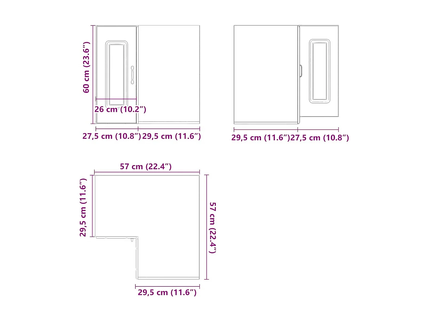 Armoire murale d'angle de cuisine Kalmar blanc brillant