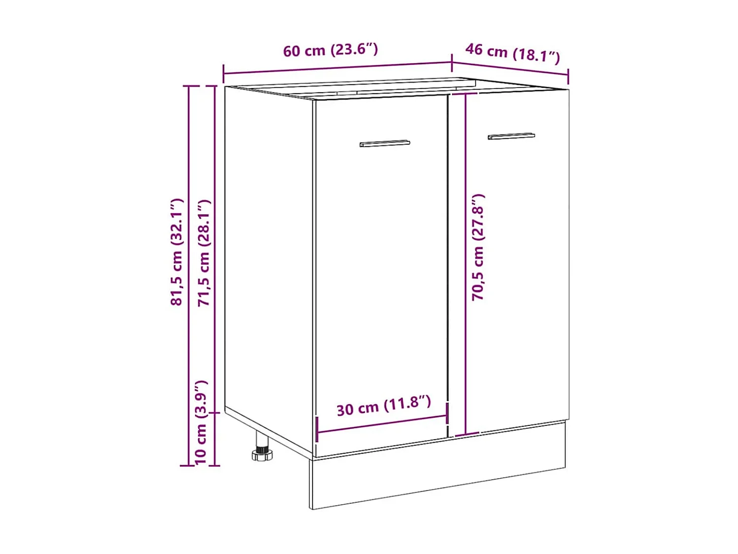Armadio Inferiore “Lyon” Rovere Artigianale 60x46x81,5 cm