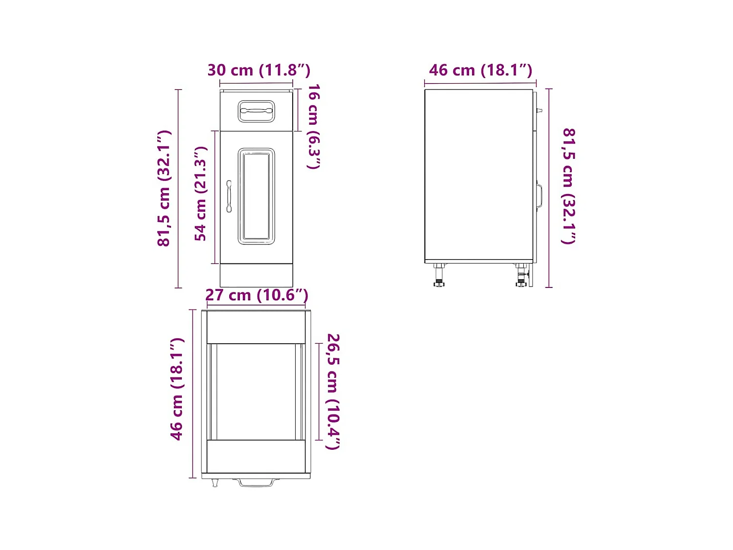 Armoire de cuisine Kalmar vieux bois bois d'ingénierie