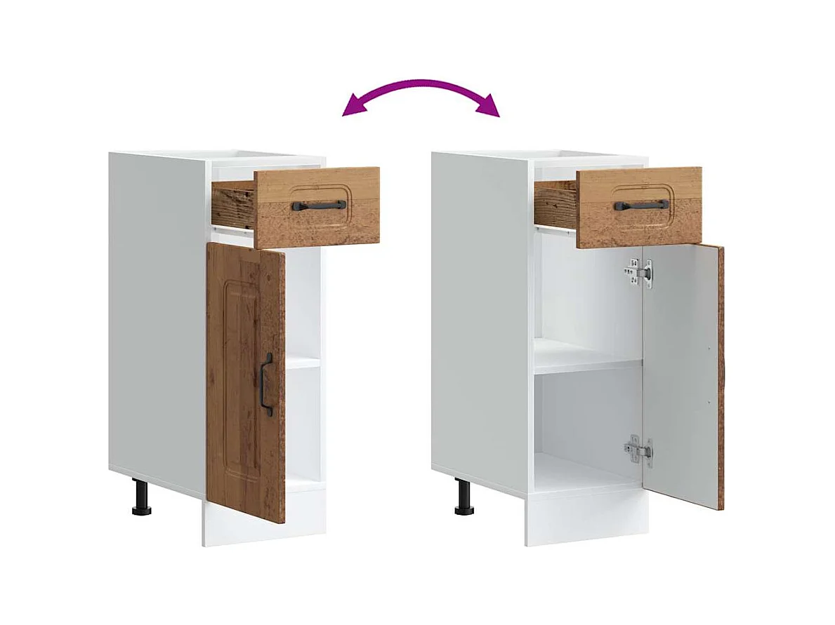 Armoire de cuisine Kalmar vieux bois bois d'ingénierie