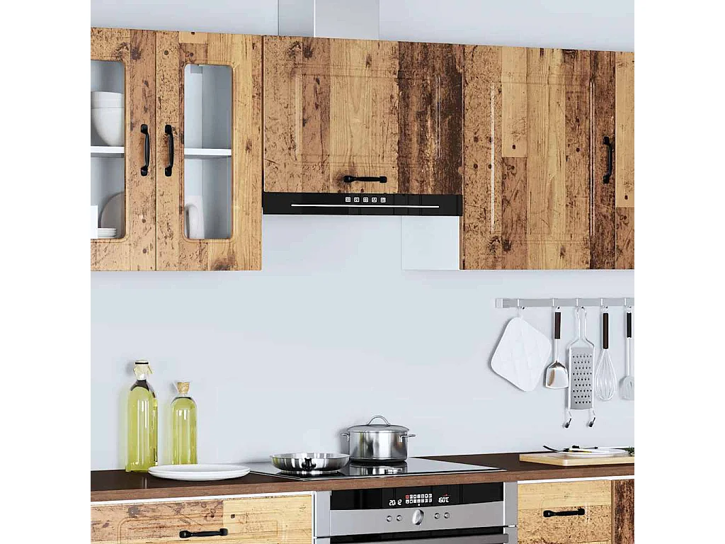 Keukenbovenkast Kalmar bewerkt hout oud houtkleurig