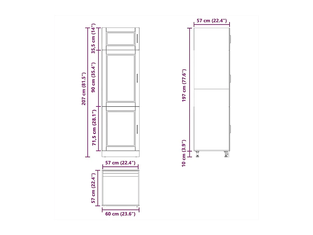 Armoire de cuisine Porto vieux bois bois d'ingénierie