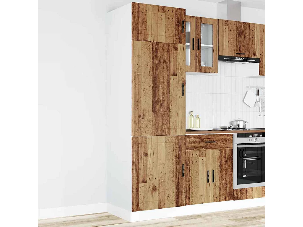 Keukenkast Porto bewerkt hout oud houtkleurig