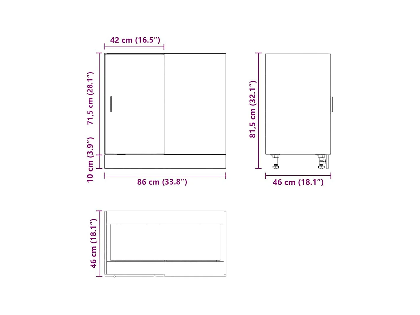 Küchenunterschrank Lyon Braun Eichen-Optik Holzwerkstoff