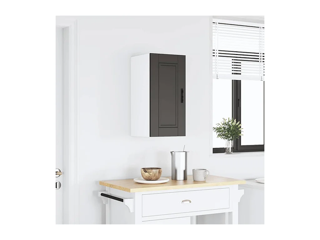 Armoire murale de cuisine Porto noir bois d'ingénierie