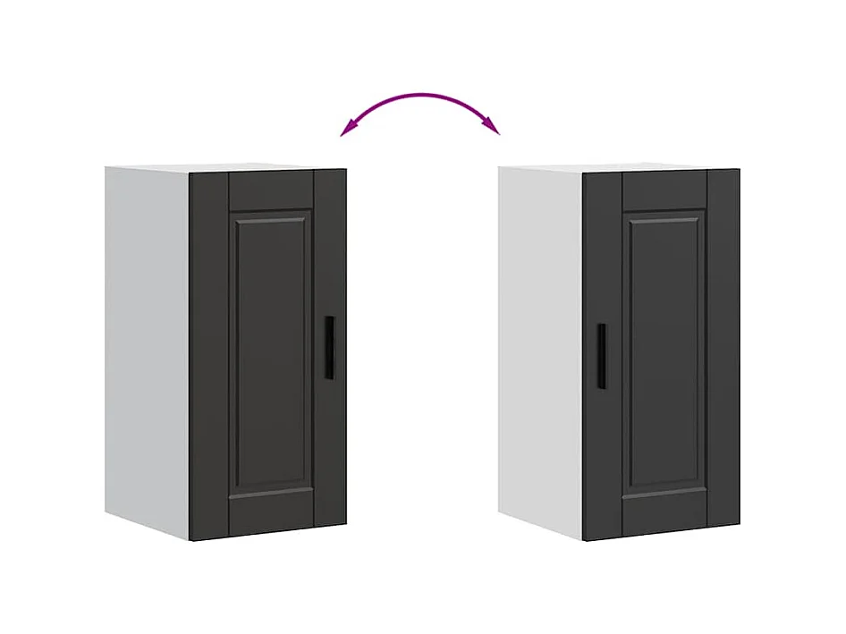 Armoire murale de cuisine Porto noir bois d'ingénierie