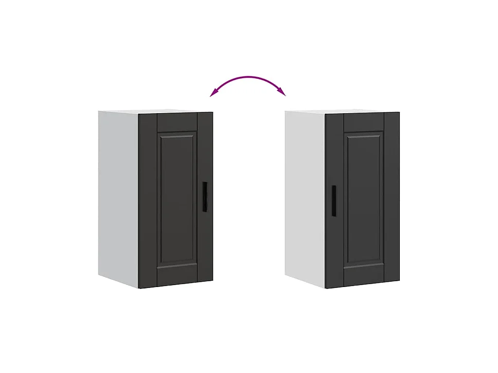 Armoire murale de cuisine Porto noir bois d'ingénierie