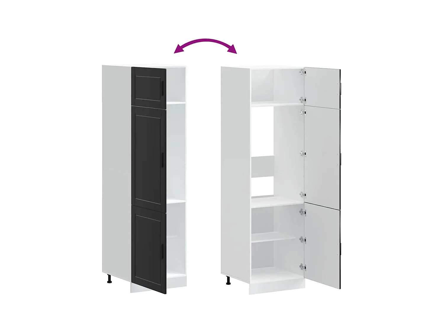 Armoire de cuisine Porto noir bois d'ingénierie