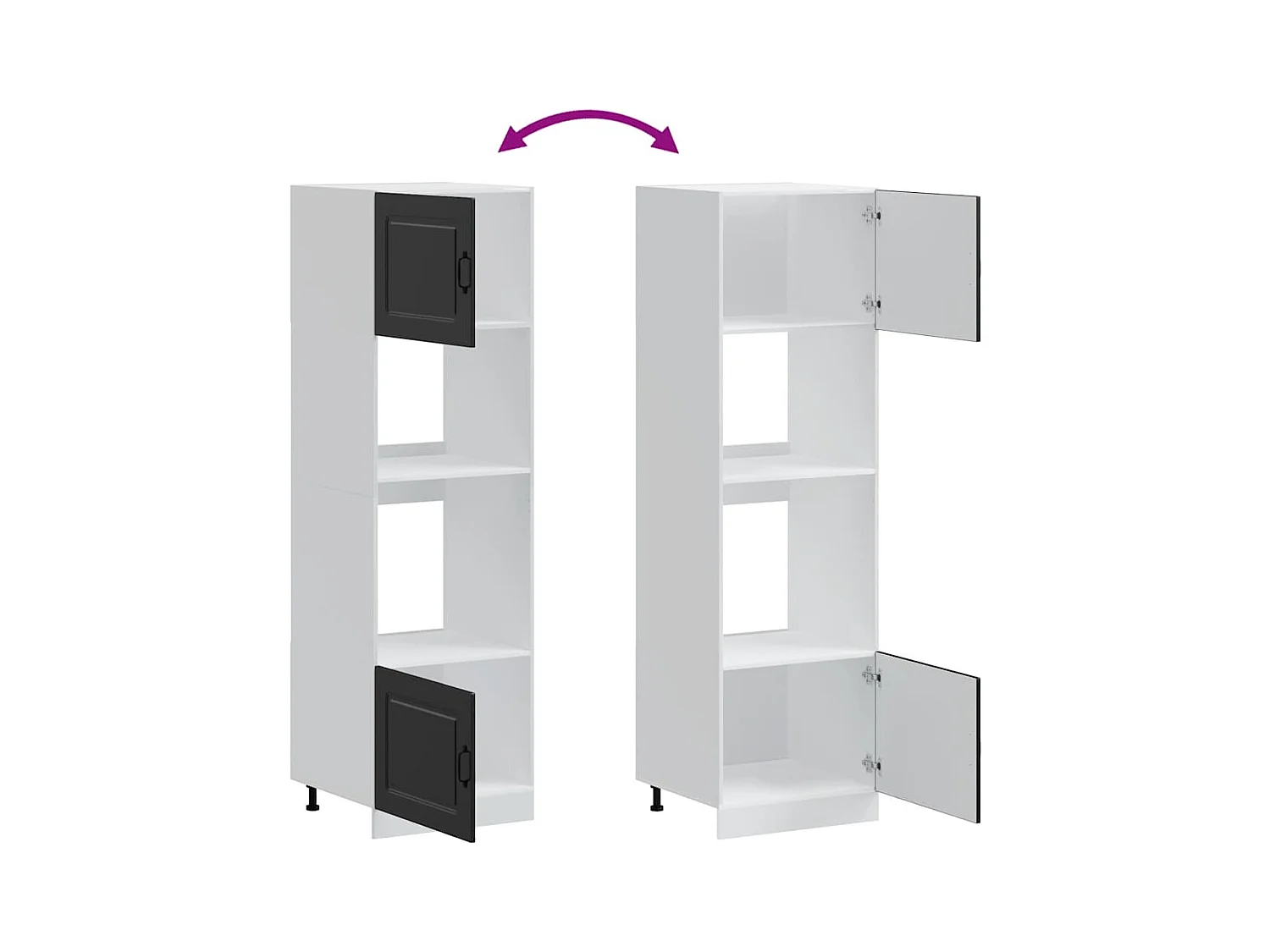 Armoires de four 2 pièces "Kalmar" Bois d'ingénierie noir