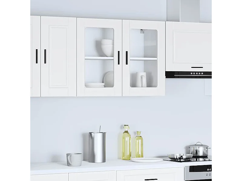 Armoire murale de cuisine avec porte en verre Porto blanc