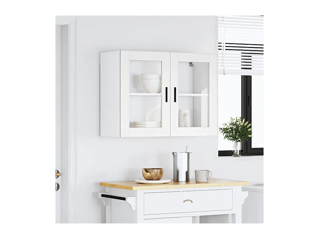 Armoire murale de cuisine avec porte en verre Porto blanc