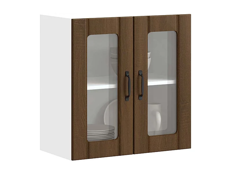 Küchen-Hängeschrank mit Glastür Lucca Braun Eichen-Optik