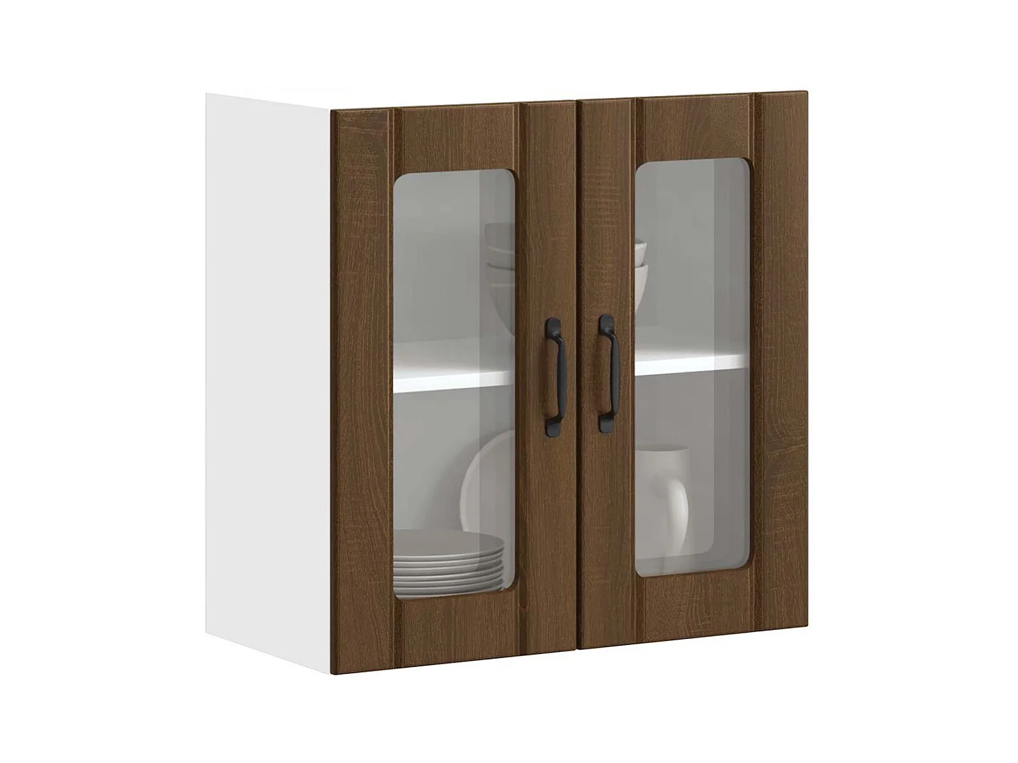 Armoire murale de cuisine et porte en verre Lucca chêne marron