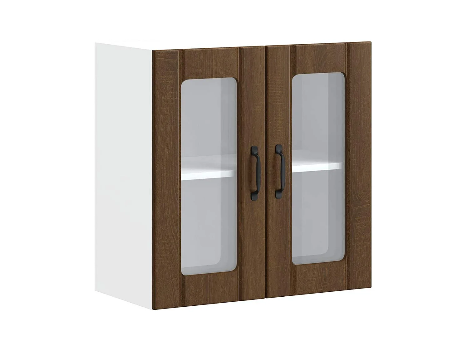 Armoire murale de cuisine et porte en verre Lucca chêne marron