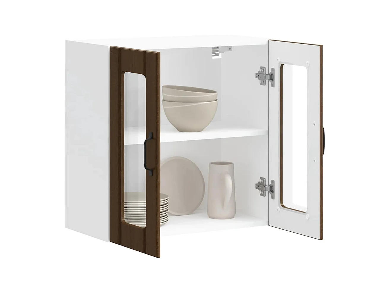 Armoire murale de cuisine et porte en verre Lucca chêne marron