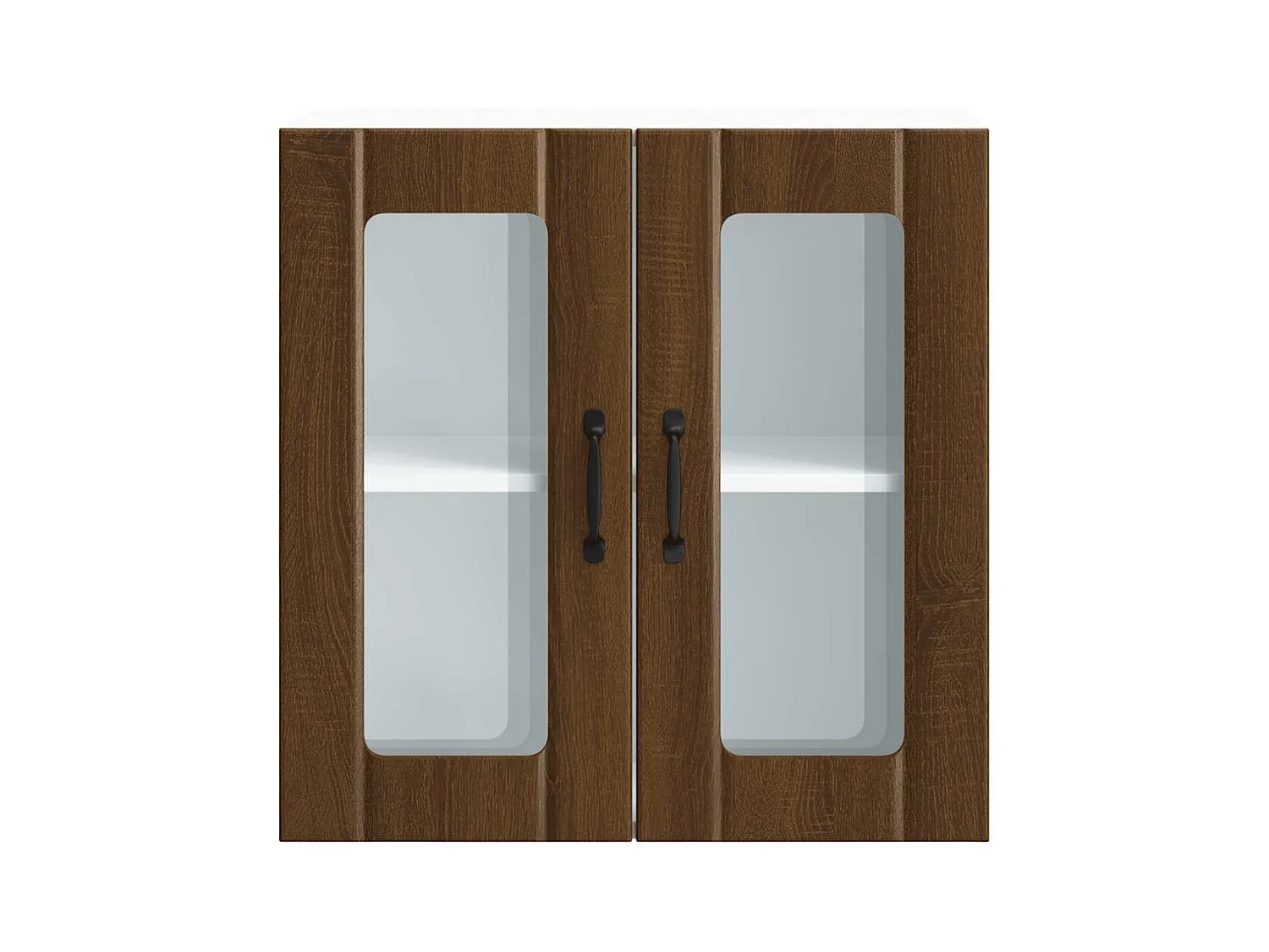 Armoire murale de cuisine et porte en verre Lucca chêne marron