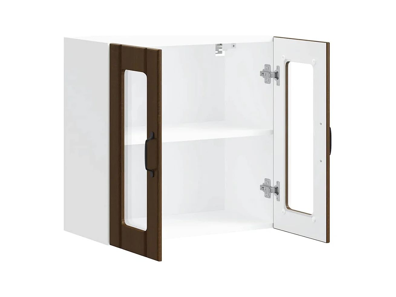 Armoire murale de cuisine et porte en verre Lucca chêne marron