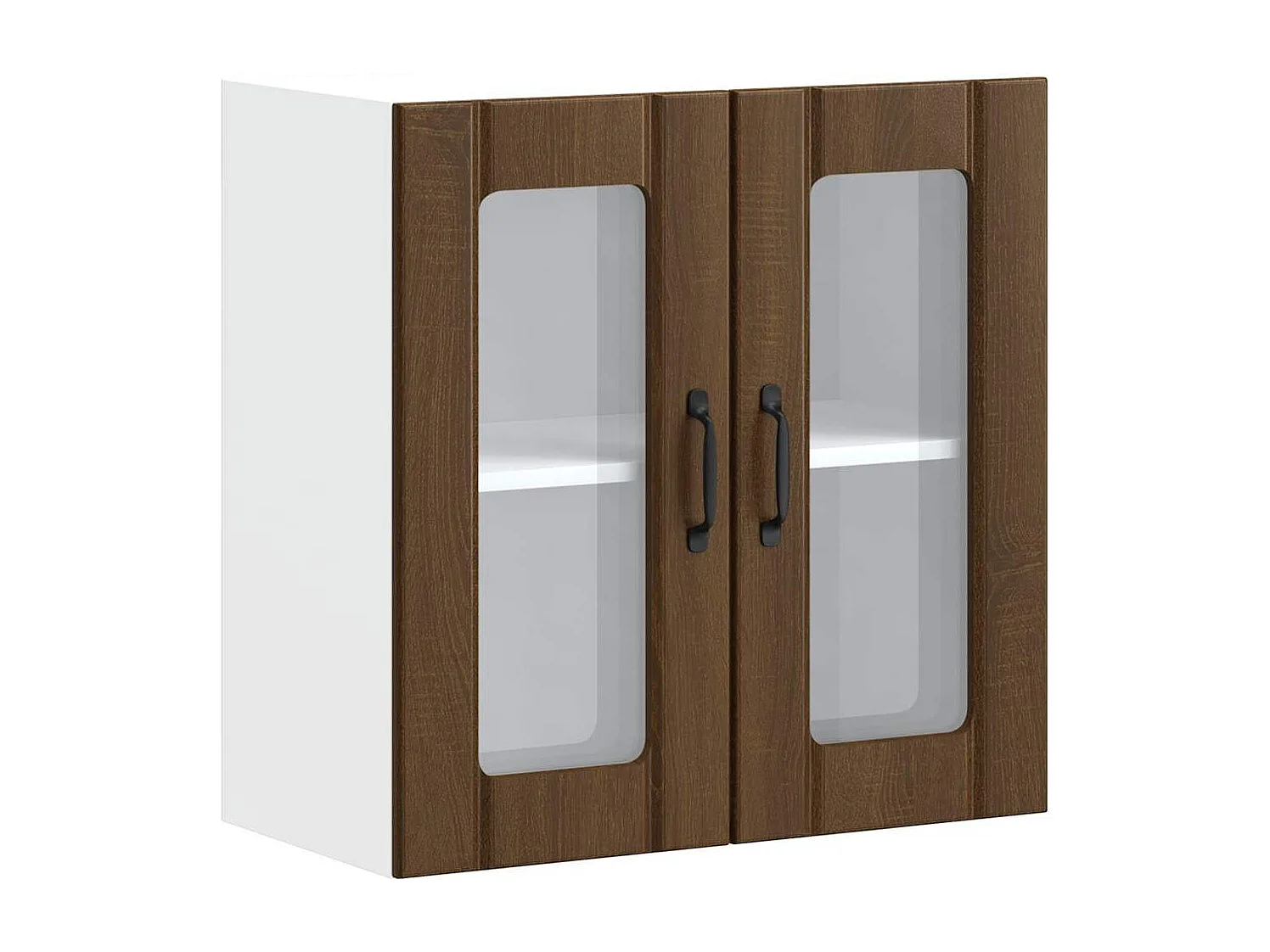Armoire murale de cuisine et porte en verre Lucca chêne marron