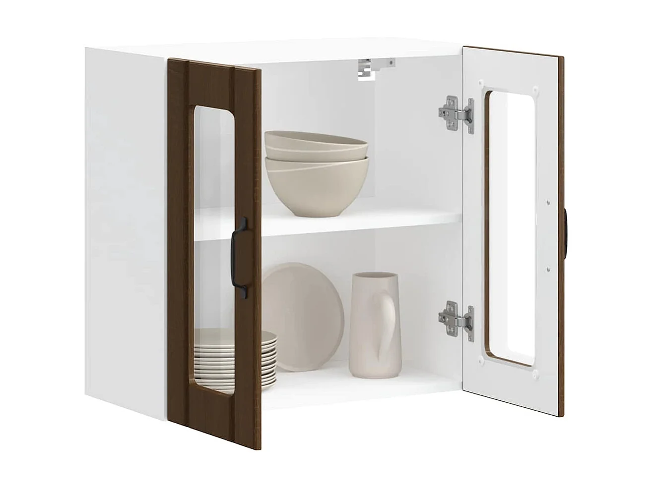 Armoire murale de cuisine et porte en verre Lucca chêne marron